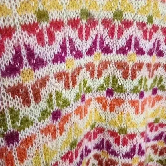 Benetton Sz Medium Sweater Pullover Multicolor Abstract Womens Mohair Wool Blend - Picture 5 of 6